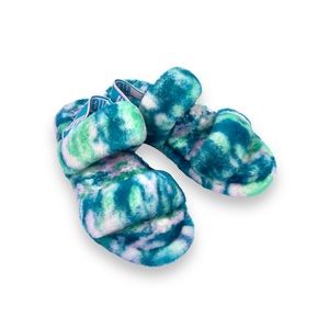 Ugg Womens Oh Yeah Marble Aquatic Blue Sheepskin Slide Slippers Size 8